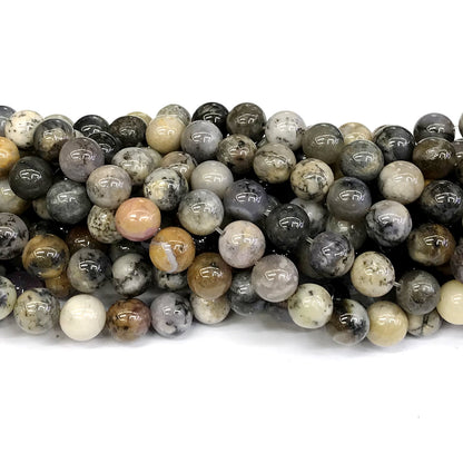 COP88 Black & White Opal Gemstone Beads Smooth Round 8mm 15" Strand