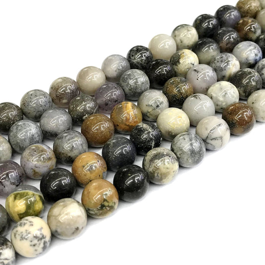 COP90 Black & White Opal Gemstone Beads Smooth Round 12mm 15" Strand