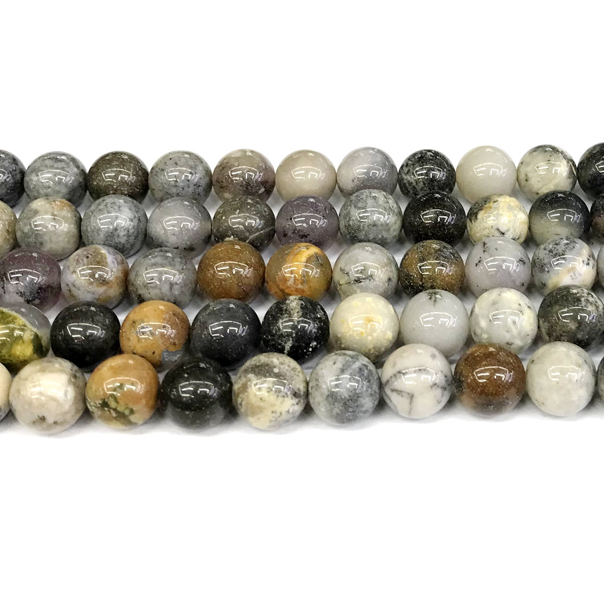 COP90 Black & White Opal Gemstone Beads Smooth Round 12mm 15" Strand