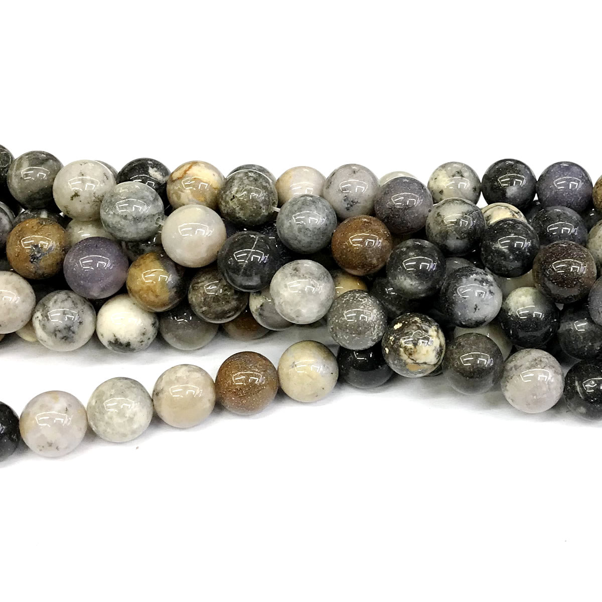 COP90 Black & White Opal Gemstone Beads Smooth Round 12mm 15" Strand