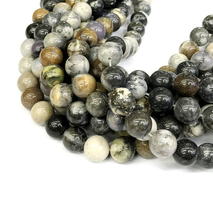 COP90 Black & White Opal Gemstone Beads Smooth Round 12mm 15" Strand