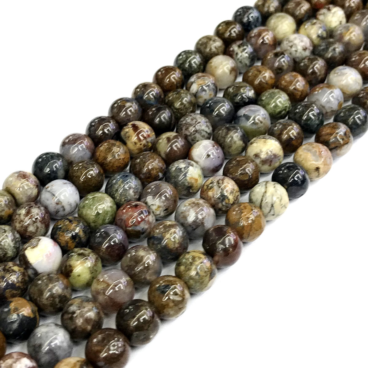 CPB03 Pietersite Gemstone Beads Smooth Round 8mm 15" Strand