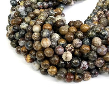 CPB03 Pietersite Gemstone Beads Smooth Round 8mm 15" Strand