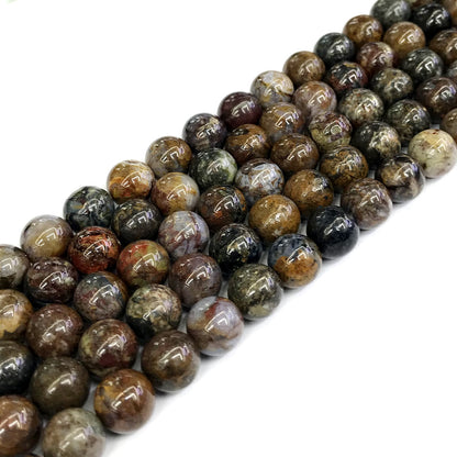 CPB04 Pietersite Gemstone Beads Smooth Round 10mm 15" Strand