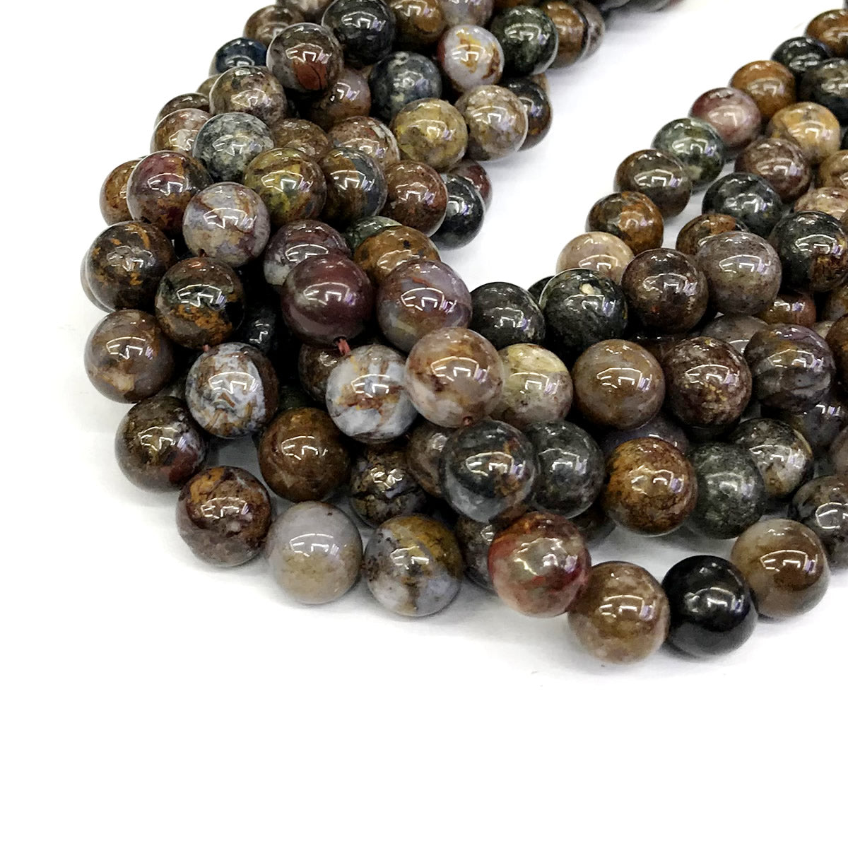 CPB04 Pietersite Gemstone Beads Smooth Round 10mm 15" Strand