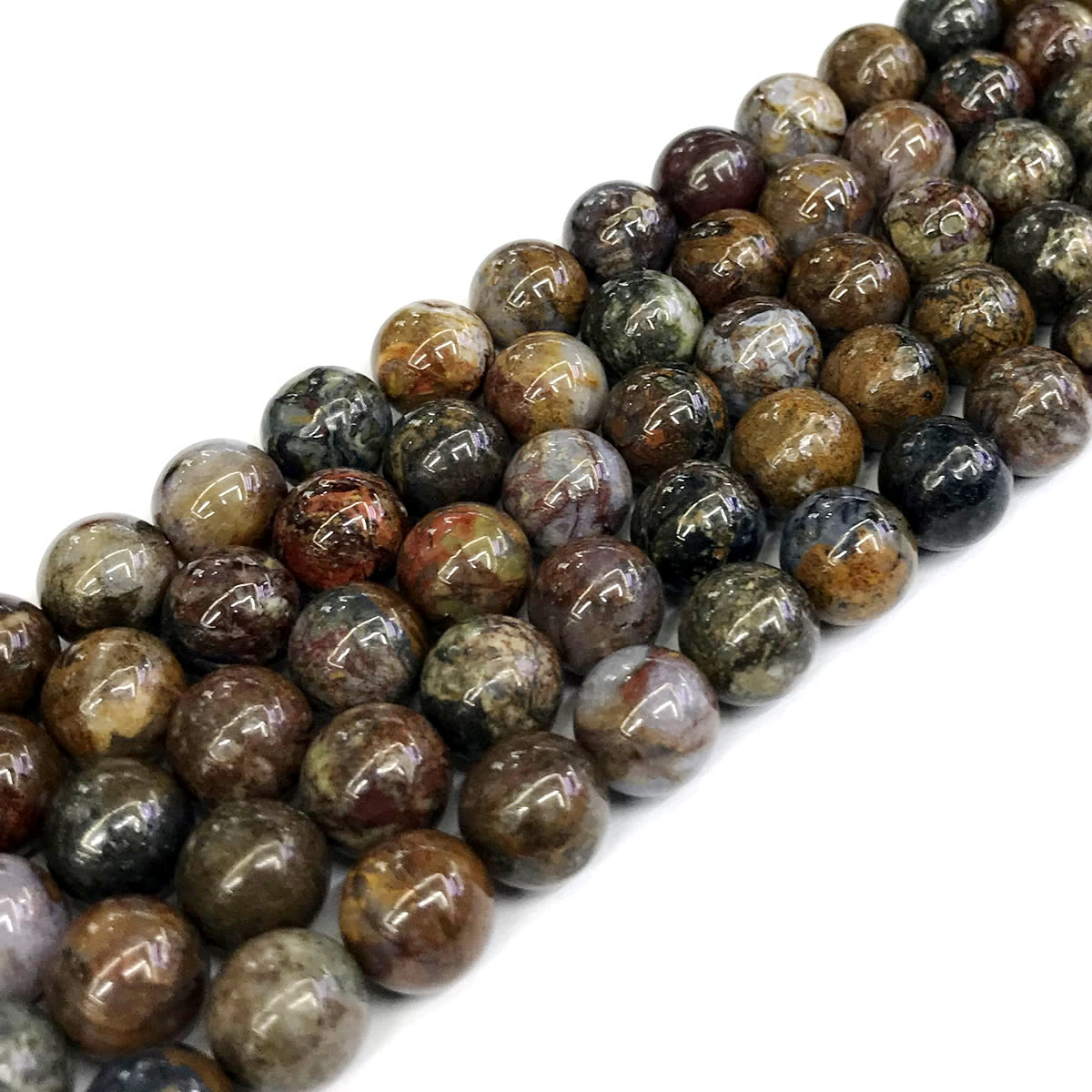 CPB05 Pietersite Gemstone Beads Smooth Round 12mm 15" Strand