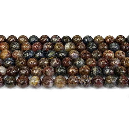 CPB12 Pietersite Gemstone Beads Smooth Round 8mm 15" Strand