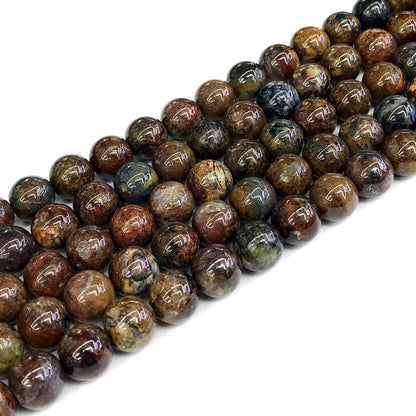 CPB14 Pietersite Gemstone Beads Smooth Round 10mm 15" Strand