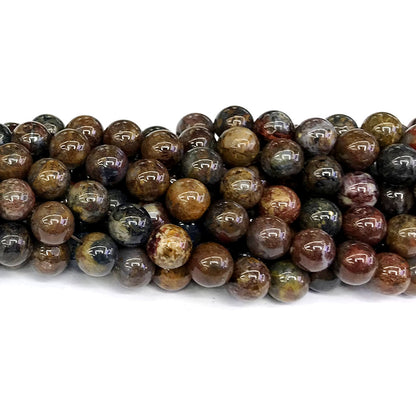 CPB14 Pietersite Gemstone Beads Smooth Round 10mm 15" Strand