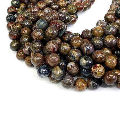 CPB14 Pietersite Gemstone Beads Smooth Round 10mm 15" Strand