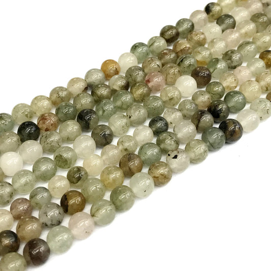 CQU146 Mixed Rutilated Quartz Beads Smooth Round 4mm 15" Strand