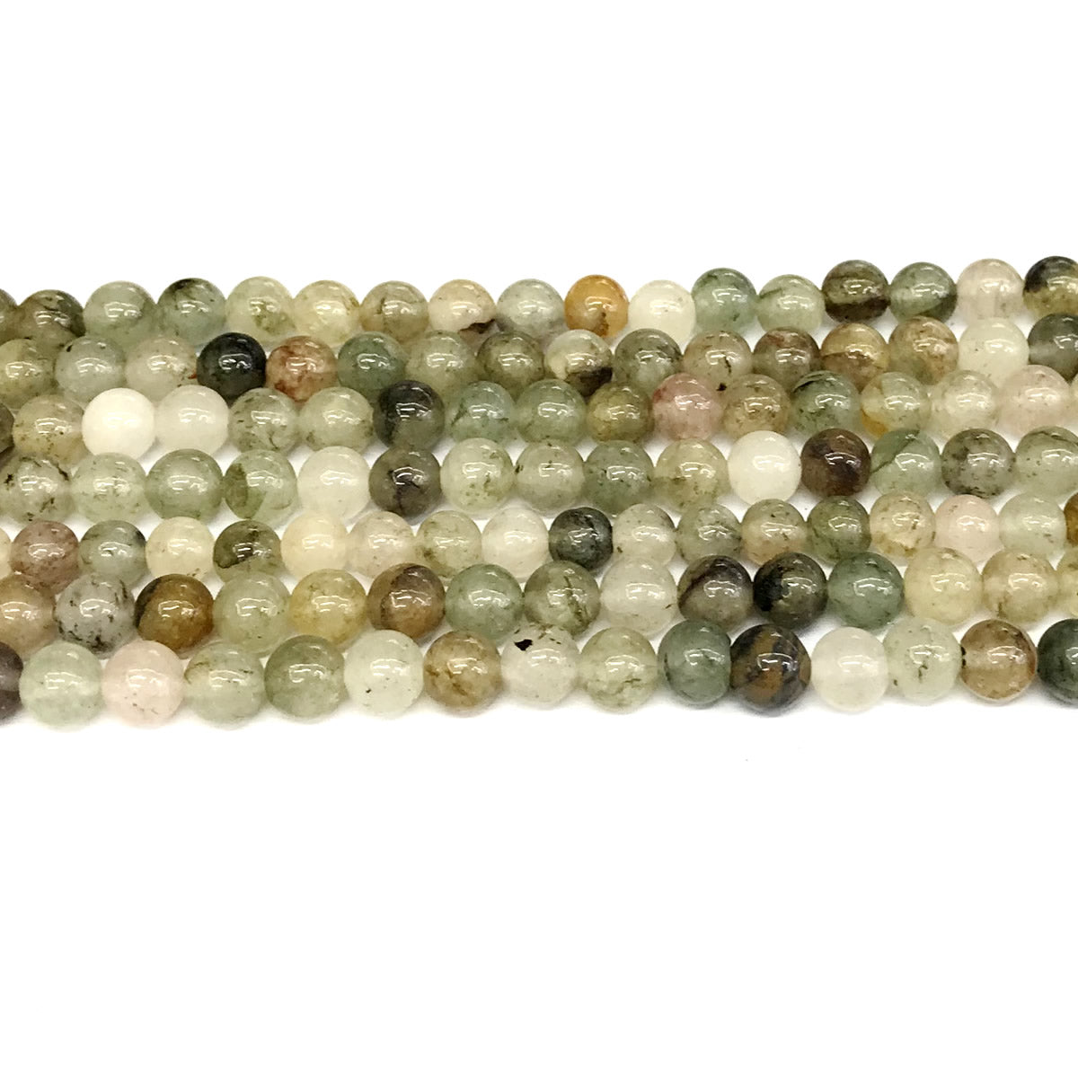 CQU146 Mixed Rutilated Quartz Beads Smooth Round 4mm 15" Strand