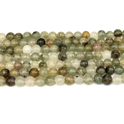 CQU147 Mixed Rutilated Quartz Beads Smooth Round 6mm 15" Strand