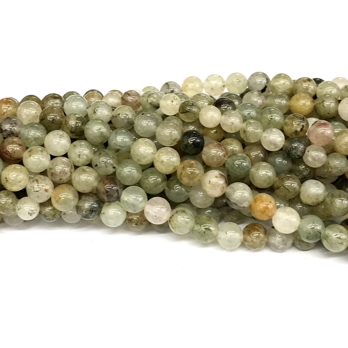 CQU147 Mixed Rutilated Quartz Beads Smooth Round 6mm 15" Strand