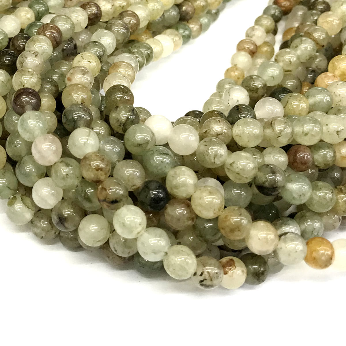 CQU147 Mixed Rutilated Quartz Beads Smooth Round 6mm 15" Strand