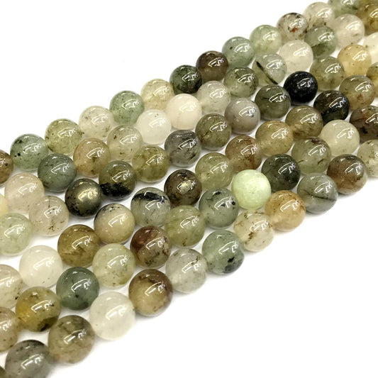 CQU148 Mixed Rutilated Quartz Beads Smooth Round 8mm 15" Strand