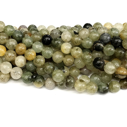 CQU148 Mixed Rutilated Quartz Beads Smooth Round 8mm 15" Strand