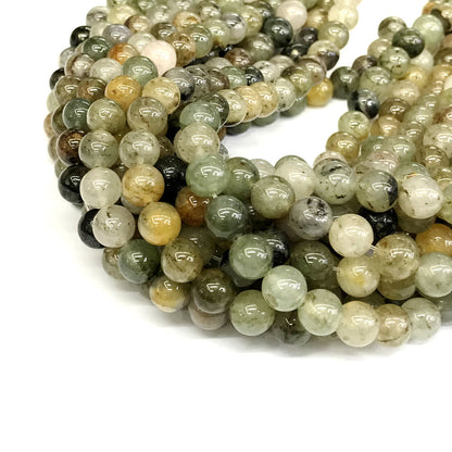 CQU148 Mixed Rutilated Quartz Beads Smooth Round 8mm 15" Strand