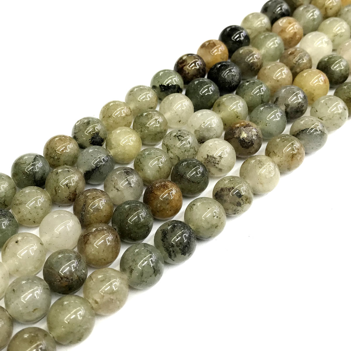 CQU149 Mixed Rutilated Quartz Beads Smooth Round 10mm 15" Strand