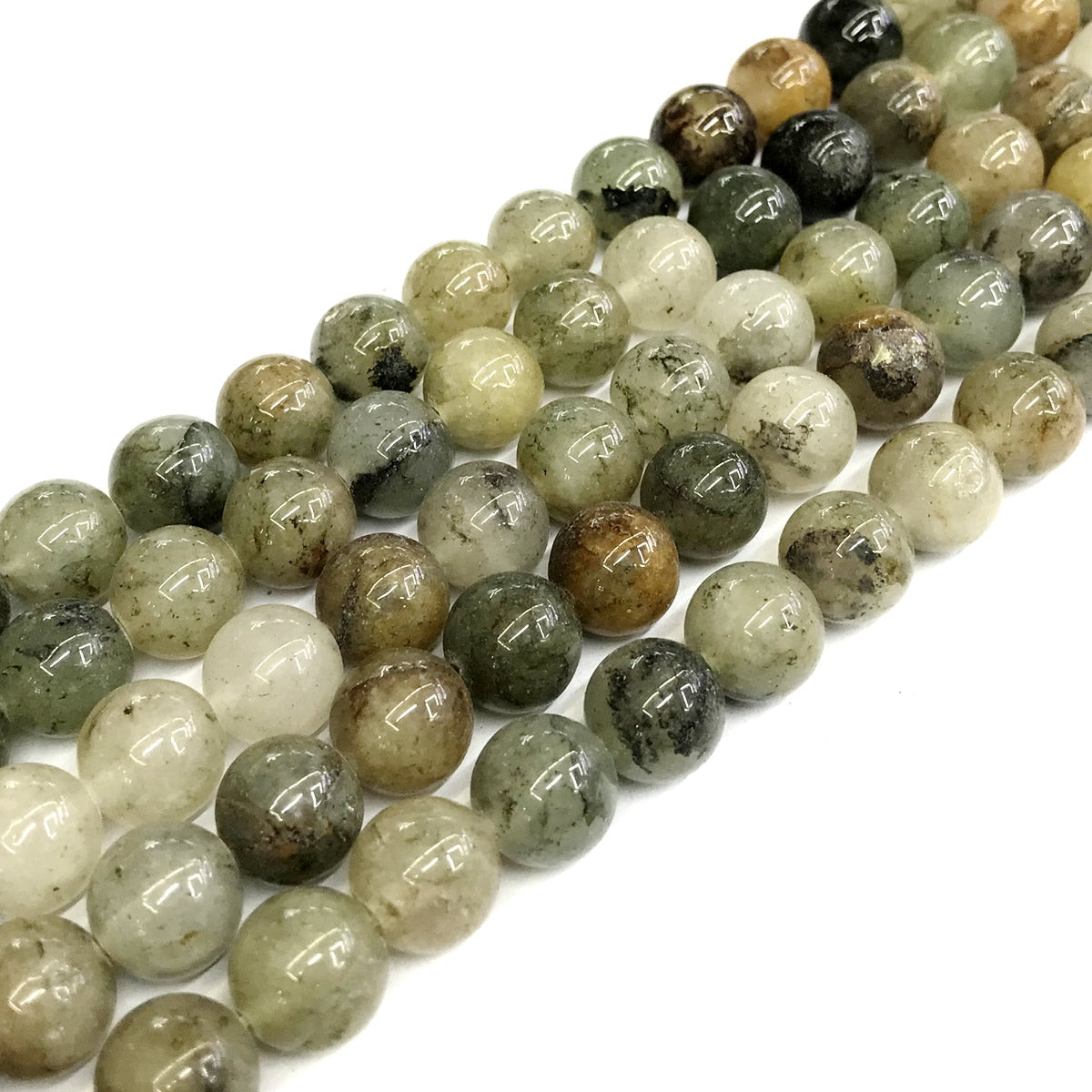 CQU150 Mixed Rutilated Quartz Beads Smooth Round 12mm 15" Strand