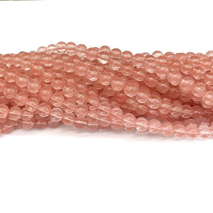 CQU155 Cherry Quartz Beads Smooth Round 4mm 15" Strand