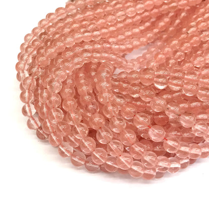 CQU155 Cherry Quartz Beads Smooth Round 4mm 15" Strand