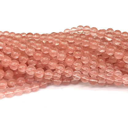 CQU156 Cherry Quartz Beads Smooth Round 6mm 15" Strand