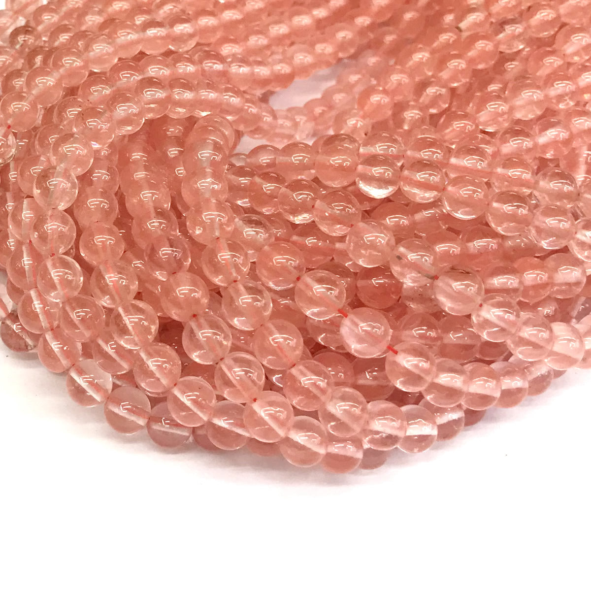 CQU156 Cherry Quartz Beads Smooth Round 6mm 15" Strand