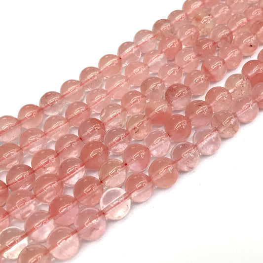 CQU157 Cherry Quartz Beads Smooth Round 8mm 15" Strand