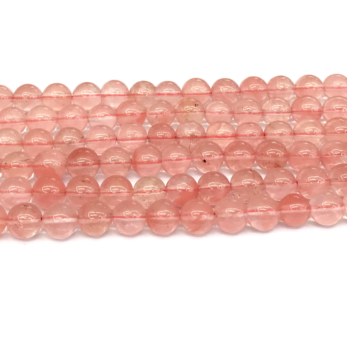 CQU157 Cherry Quartz Beads Smooth Round 8mm 15" Strand