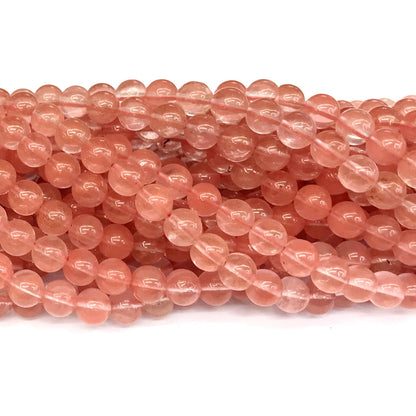 CQU157 Cherry Quartz Beads Smooth Round 8mm 15" Strand