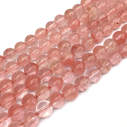 CQU158 Cherry Quartz Beads Smooth Round 10mm 15" Strand