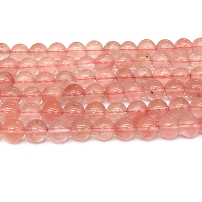 CQU158 Cherry Quartz Beads Smooth Round 10mm 15" Strand