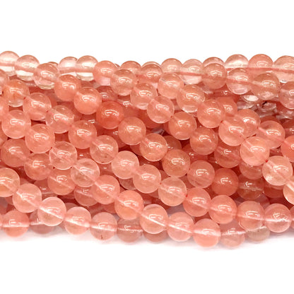 CQU158 Cherry Quartz Beads Smooth Round 10mm 15" Strand