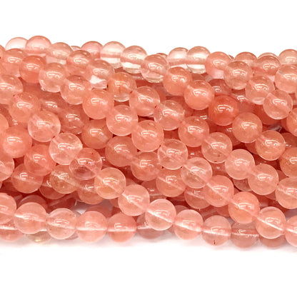 CQU159 Cherry Quartz Beads Smooth Round 12mm 15" Strand