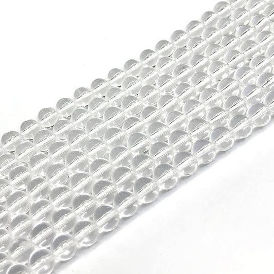 CQU165 Clear Quartz Beads Smooth Round 6mm 15" Strand