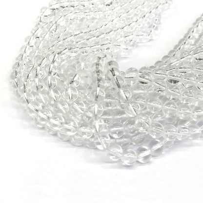 CQU165 Clear Quartz Beads Smooth Round 6mm 15" Strand