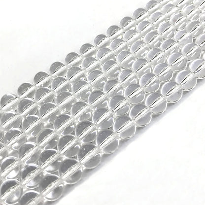 CQU166 Clear Quartz Beads Smooth Round 8mm 15" Strand