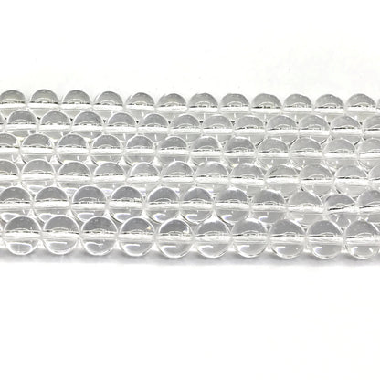 CQU166 Clear Quartz Beads Smooth Round 8mm 15" Strand