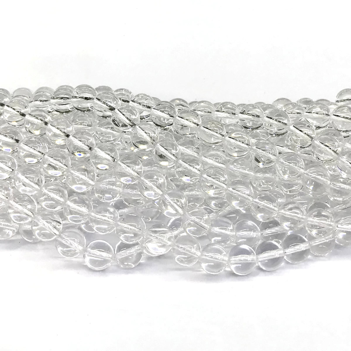 CQU166 Clear Quartz Beads Smooth Round 8mm 15" Strand