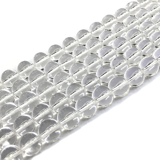 CQU167 Clear Quartz Beads Smooth Round 10mm 15" Strand