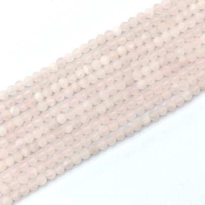 CQU173 Rose Quartz Beads Matte Round 4mm 15.5" Strand