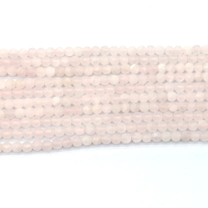 CQU173 Rose Quartz Beads Matte Round 4mm 15.5" Strand