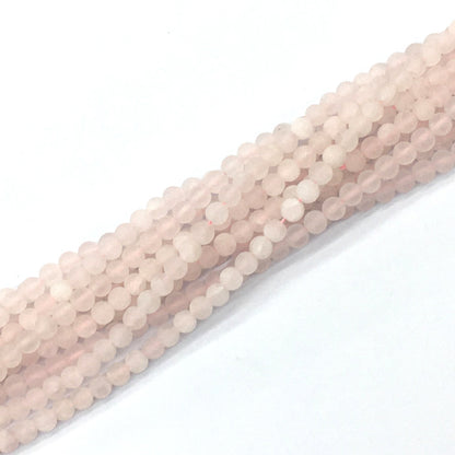 CQU173 Rose Quartz Beads Matte Round 4mm 15.5" Strand