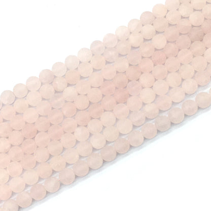 CQU174 Rose Quartz Beads Matte Round 6mm 15.5" Strand