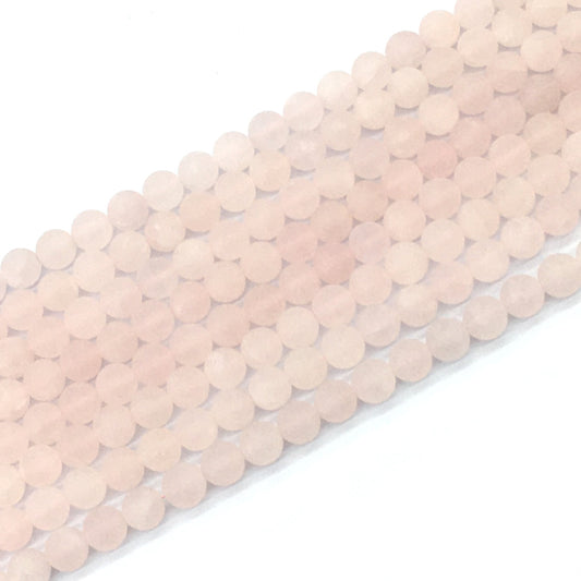 CQU174 Rose Quartz Beads Matte Round 6mm 15.5" Strand