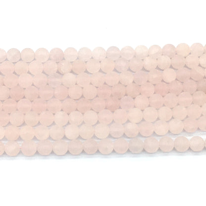 CQU174 Rose Quartz Beads Matte Round 6mm 15.5" Strand