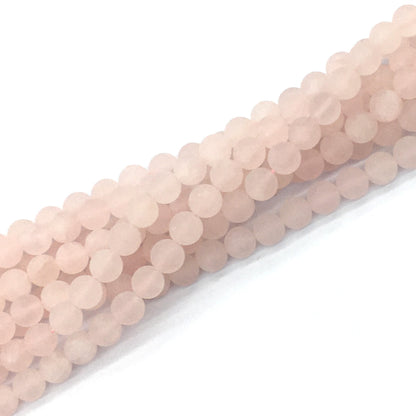 CQU174 Rose Quartz Beads Matte Round 6mm 15.5" Strand