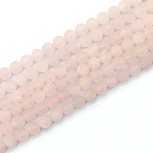 CQU175 Rose Quartz Beads Matte Round 8mm 15.5" Strand