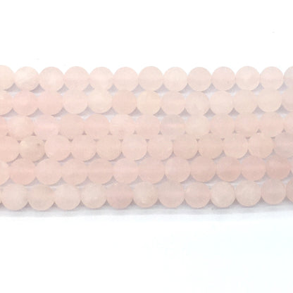 CQU175 Rose Quartz Beads Matte Round 8mm 15.5" Strand